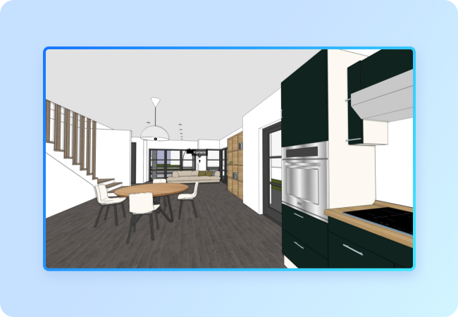 Comedor / living abierto en GstarBIM